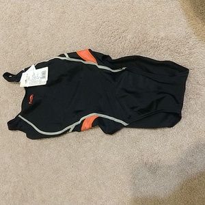 Black and orange swimsuit
